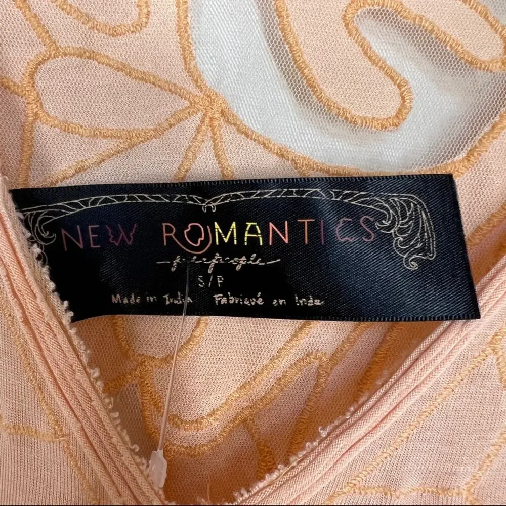 Free People NEW ROMANTICS High Noon Tea Top Peach Cutout Blouse - Picture 11 of 15